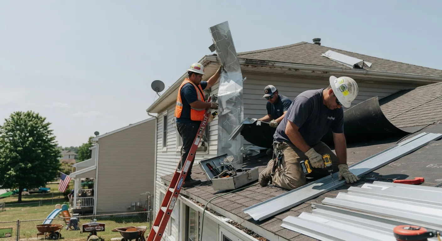 Storm Damage Metal Roof Repair in San Pierre, IN
